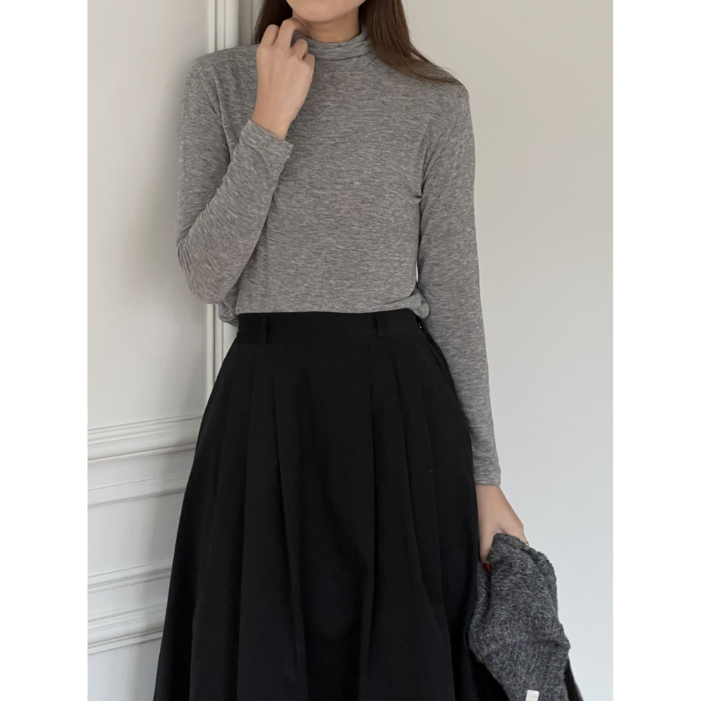 VENUSY｜ 暖羊毛極顯瘦☻ 韓國女裝｜羊毛修身長袖中領T恤 韓國T恤-細節圖10