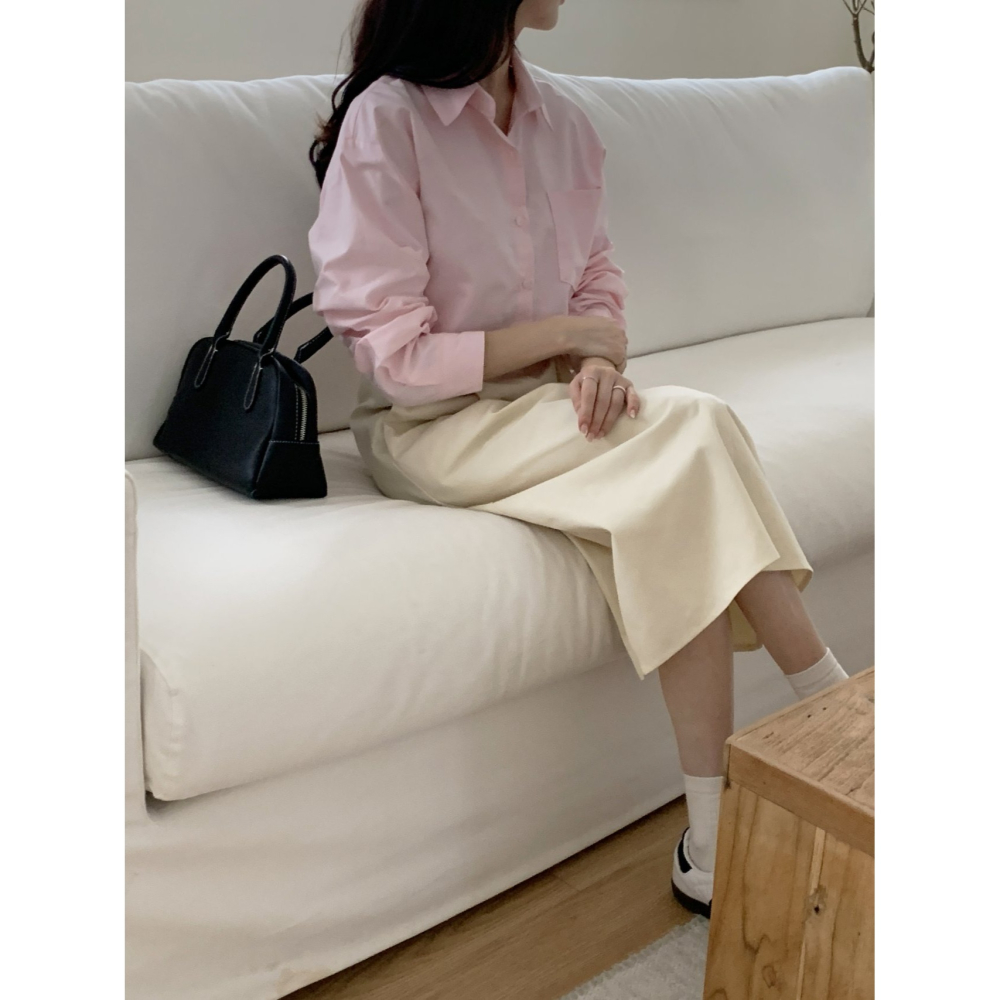 VENUSY｜ 韓國女裝｜純棉針褶中長裙-細節圖5