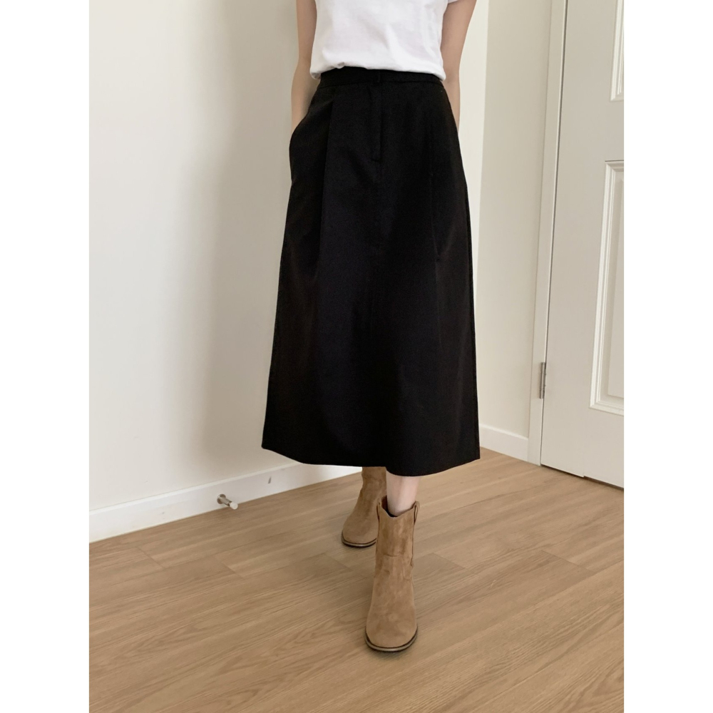 VENUSY｜ 韓國女裝｜純棉針褶中長裙-細節圖7