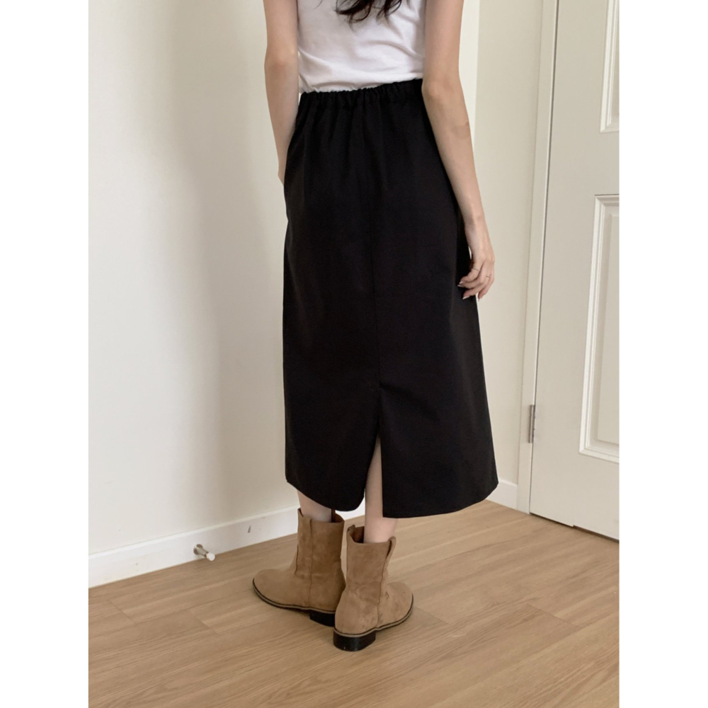 VENUSY｜ 韓國女裝｜純棉針褶中長裙-細節圖8