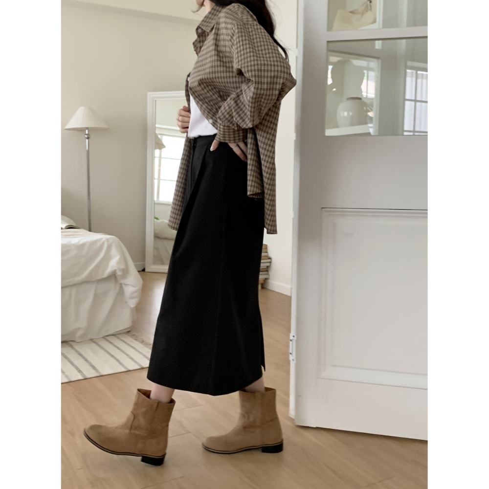 VENUSY｜ 韓國女裝｜純棉針褶中長裙-細節圖9