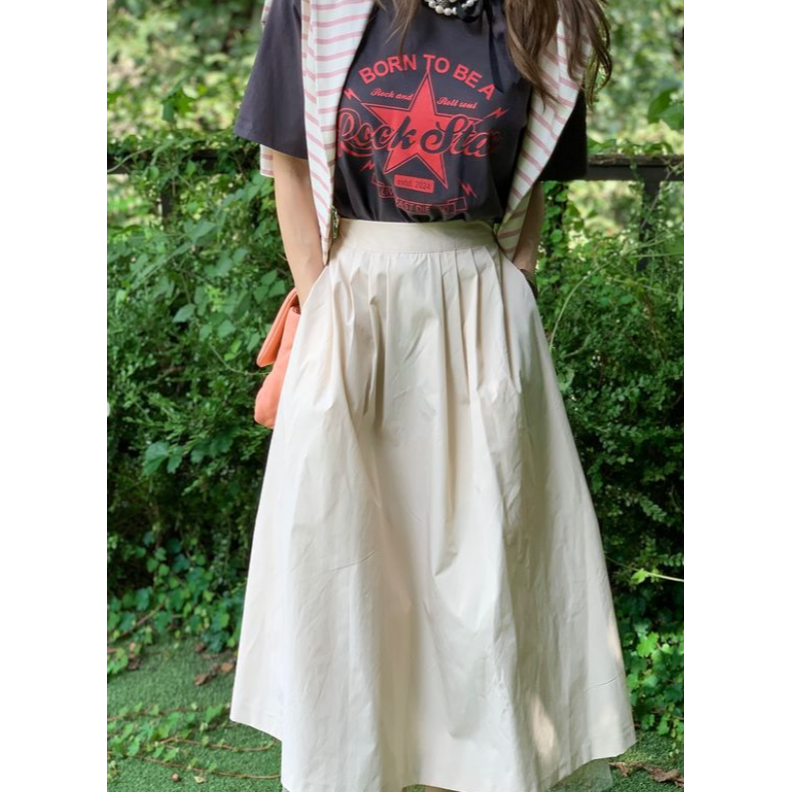 VENUSY｜ 氣質款✔ 韓國女裝｜網紗抓褶長裙-細節圖2