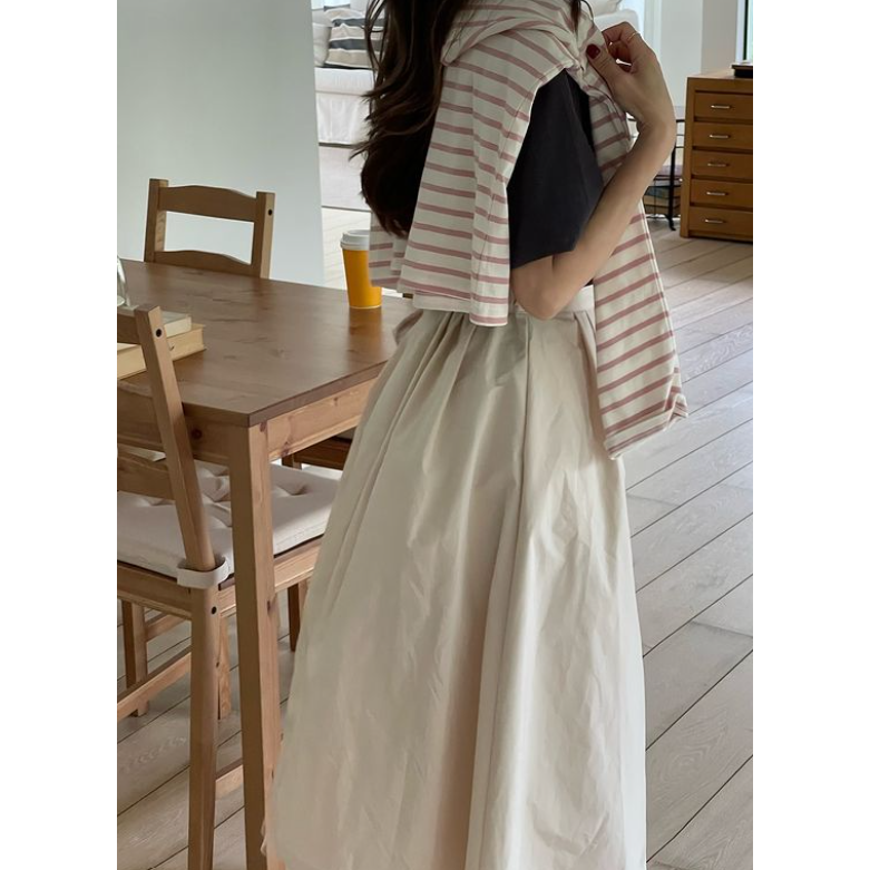 VENUSY｜ 氣質款✔ 韓國女裝｜網紗抓褶長裙-細節圖4