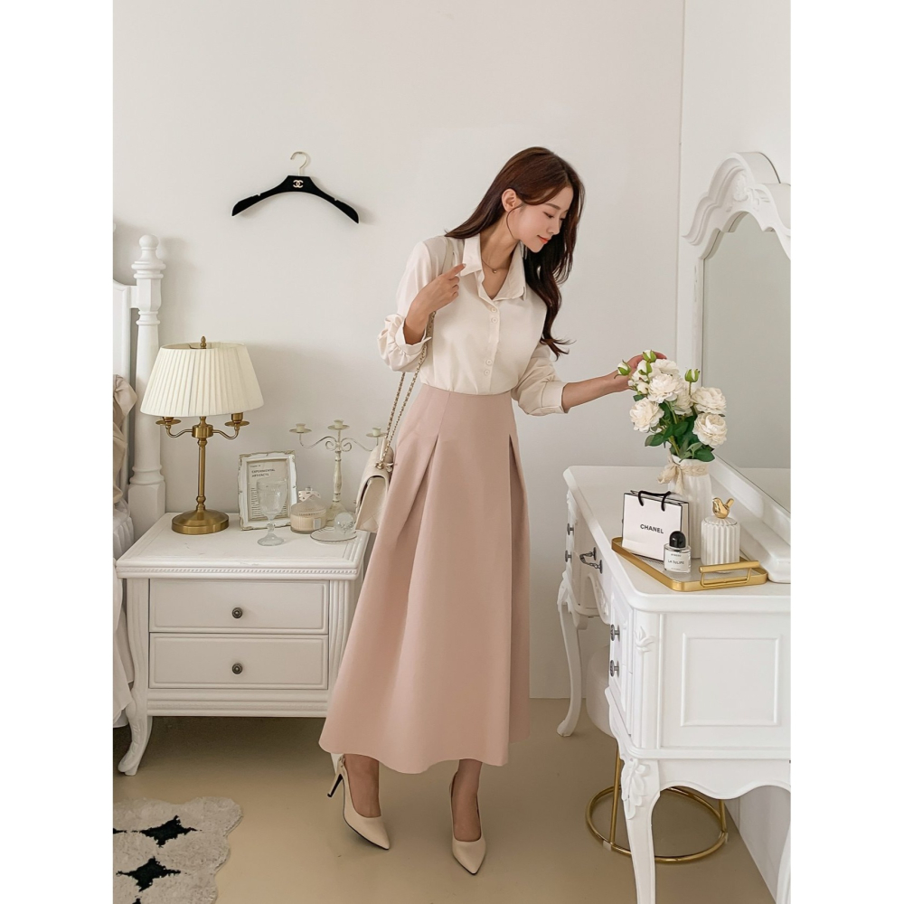 VENUSY｜ 韓國女裝｜法式針褶長裙-細節圖3