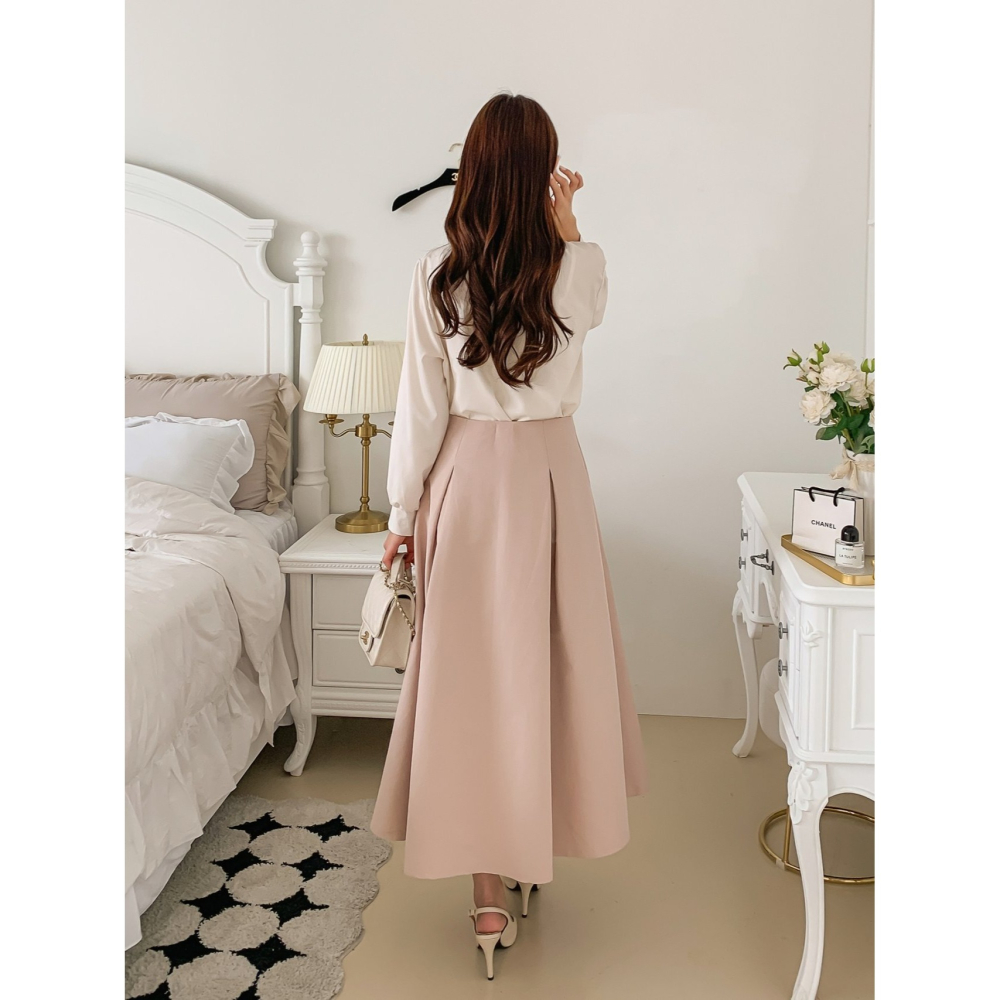 VENUSY｜ 韓國女裝｜法式針褶長裙-細節圖4