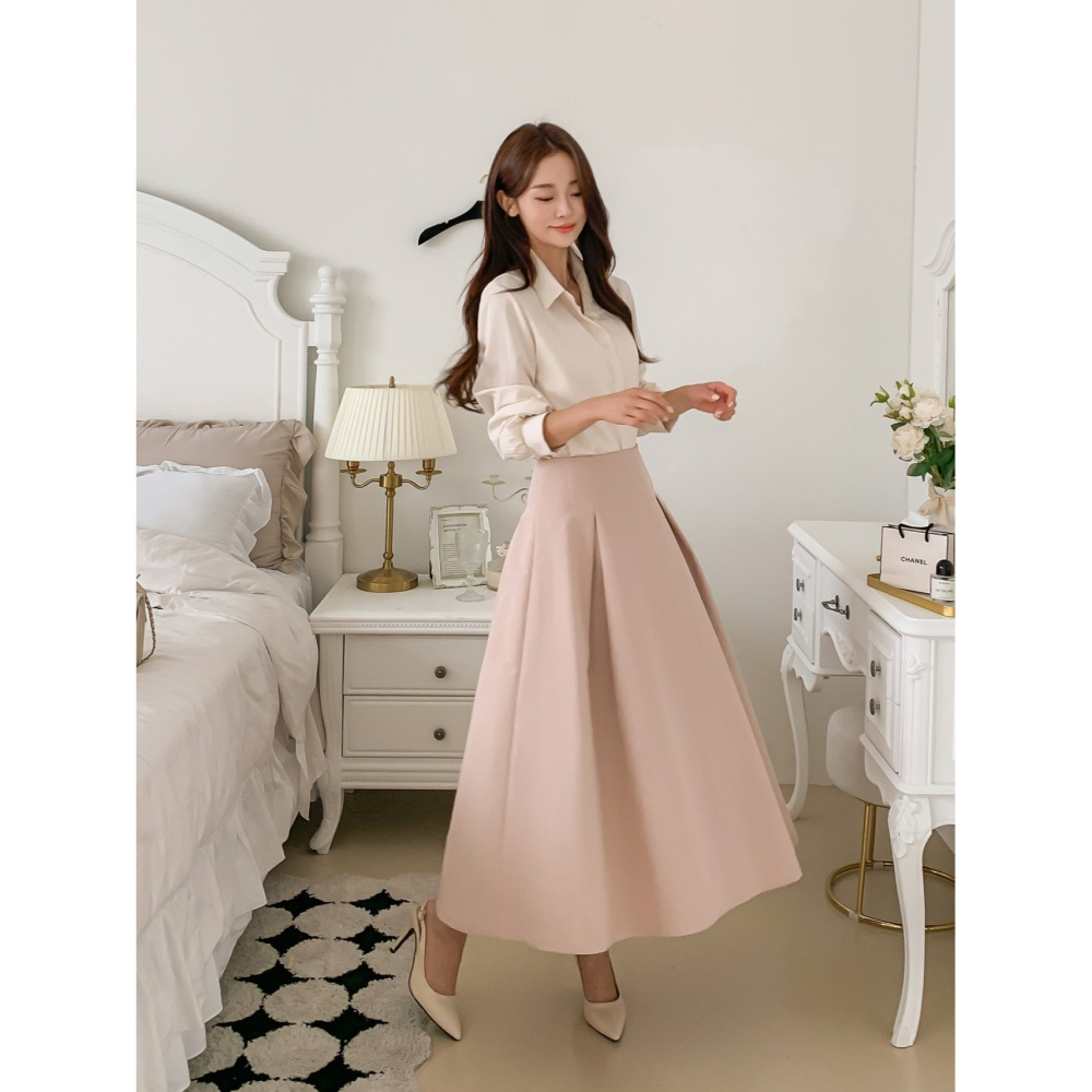 VENUSY｜ 韓國女裝｜法式針褶長裙-細節圖5