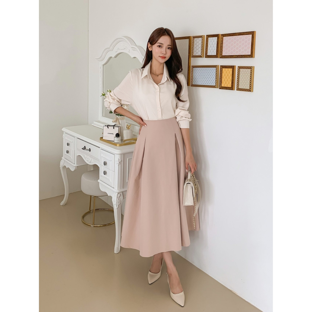 VENUSY｜ 韓國女裝｜法式針褶長裙-細節圖7