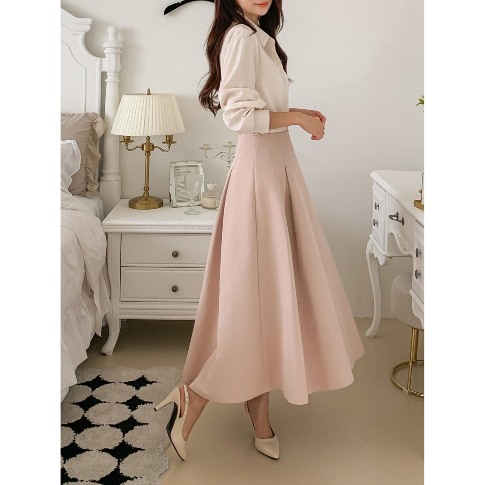 VENUSY｜ 韓國女裝｜法式針褶長裙-細節圖8