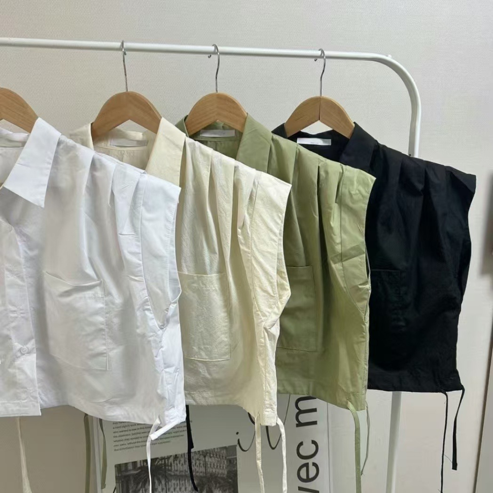 VENUSY｜ 韓國女裝｜純棉摺袖短版襯衫 韓國襯衫-細節圖6