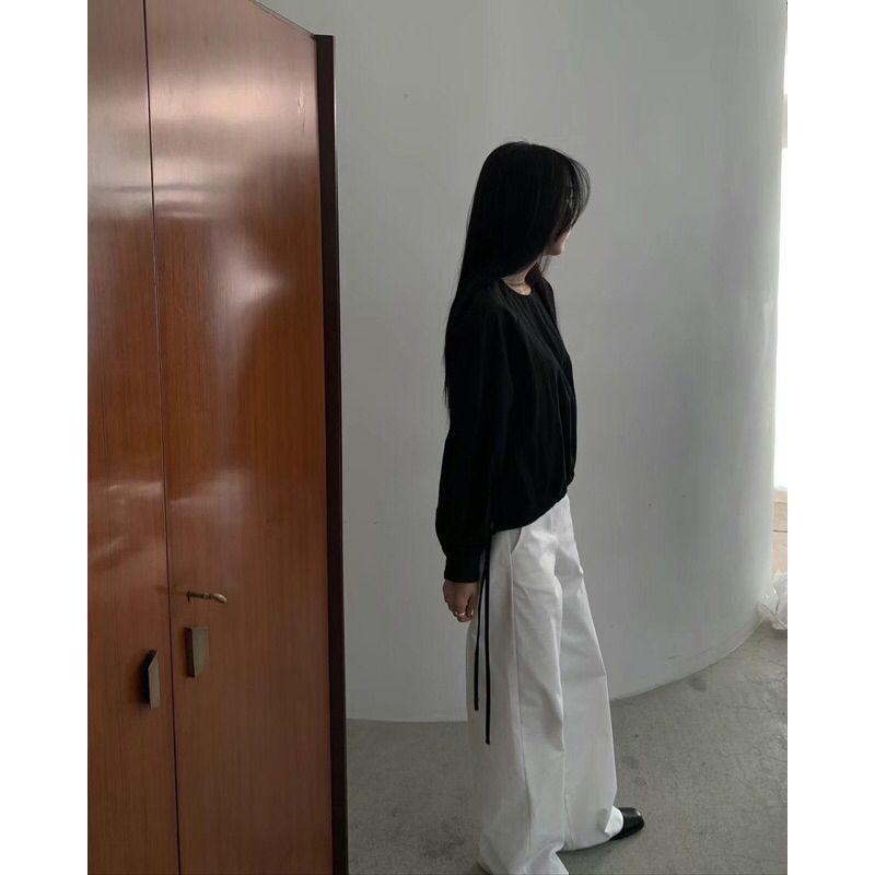 VENUSY．正韓 - 韓國女裝｜皺紋設計款素色寬袖襯衫 韓國襯衫-細節圖7