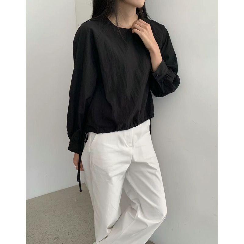 VENUSY．正韓 - 韓國女裝｜皺紋設計款素色寬袖襯衫 韓國襯衫-細節圖8