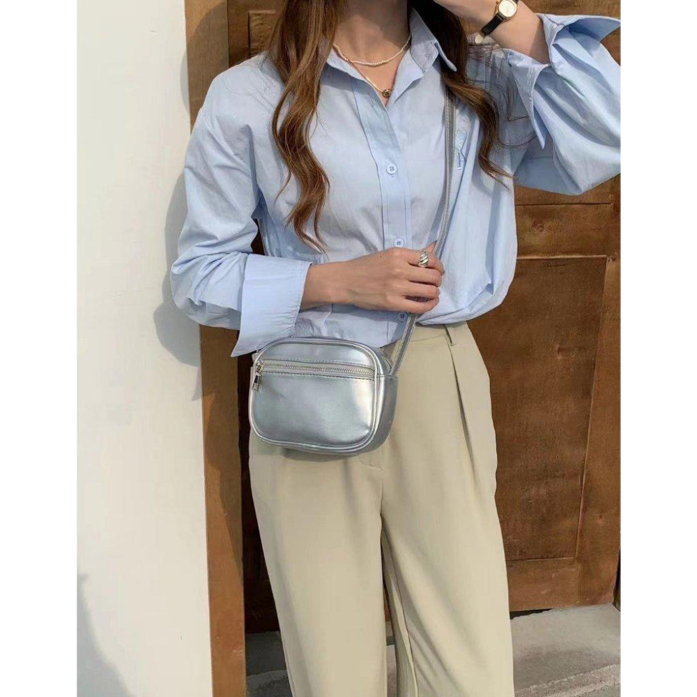 VENUSY｜正韓 - 韓國女裝｜斜背拉鍊小方圓包-細節圖2