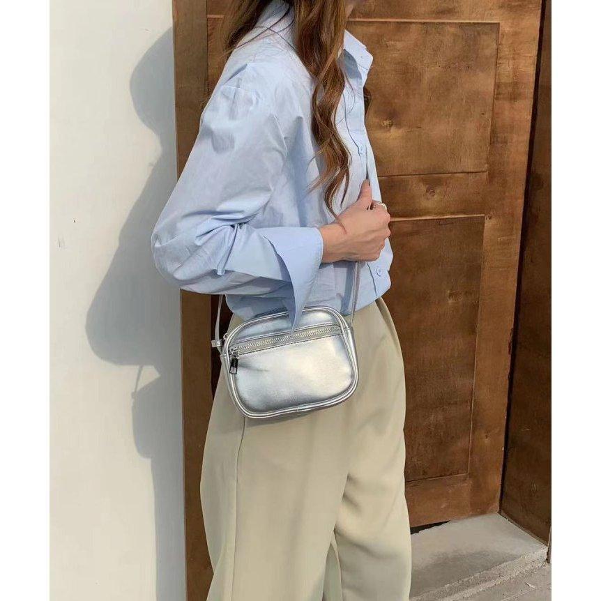 VENUSY｜正韓 - 韓國女裝｜斜背拉鍊小方圓包-細節圖5