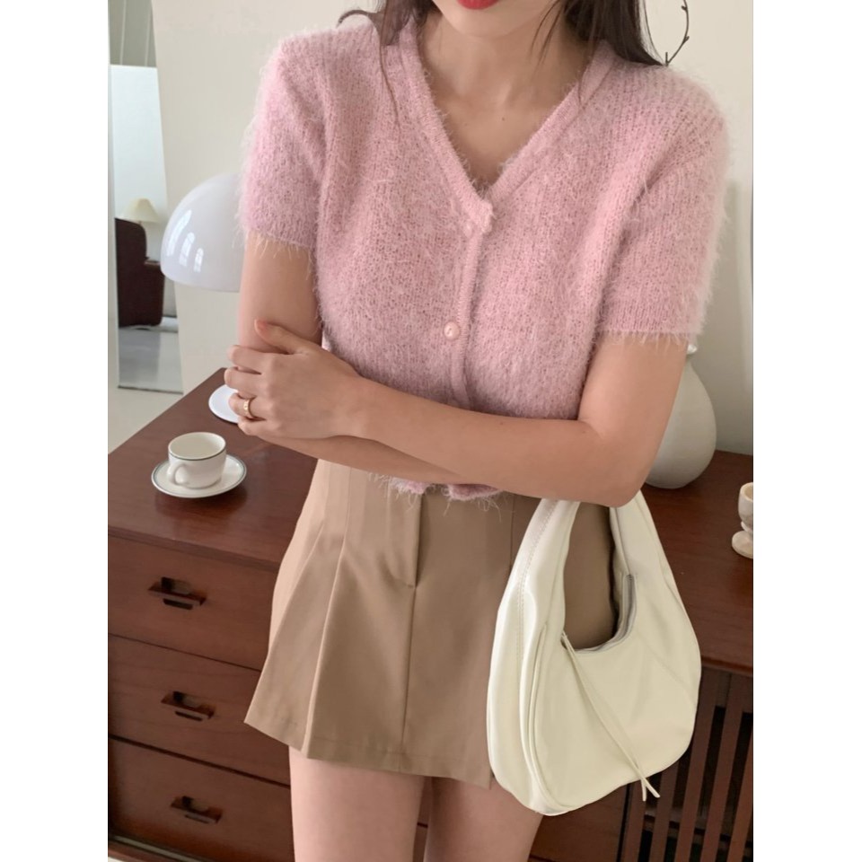 VENUSY｜正韓 - 韓國女裝｜春季新品短袖針織小外套-細節圖3