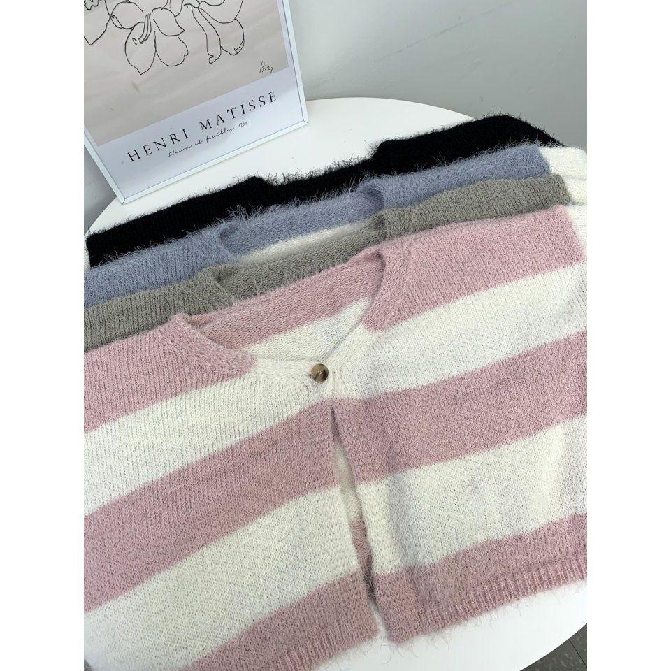 VENUSY．正韓 - 韓國女裝｜粗橫條紋針織外套-細節圖8