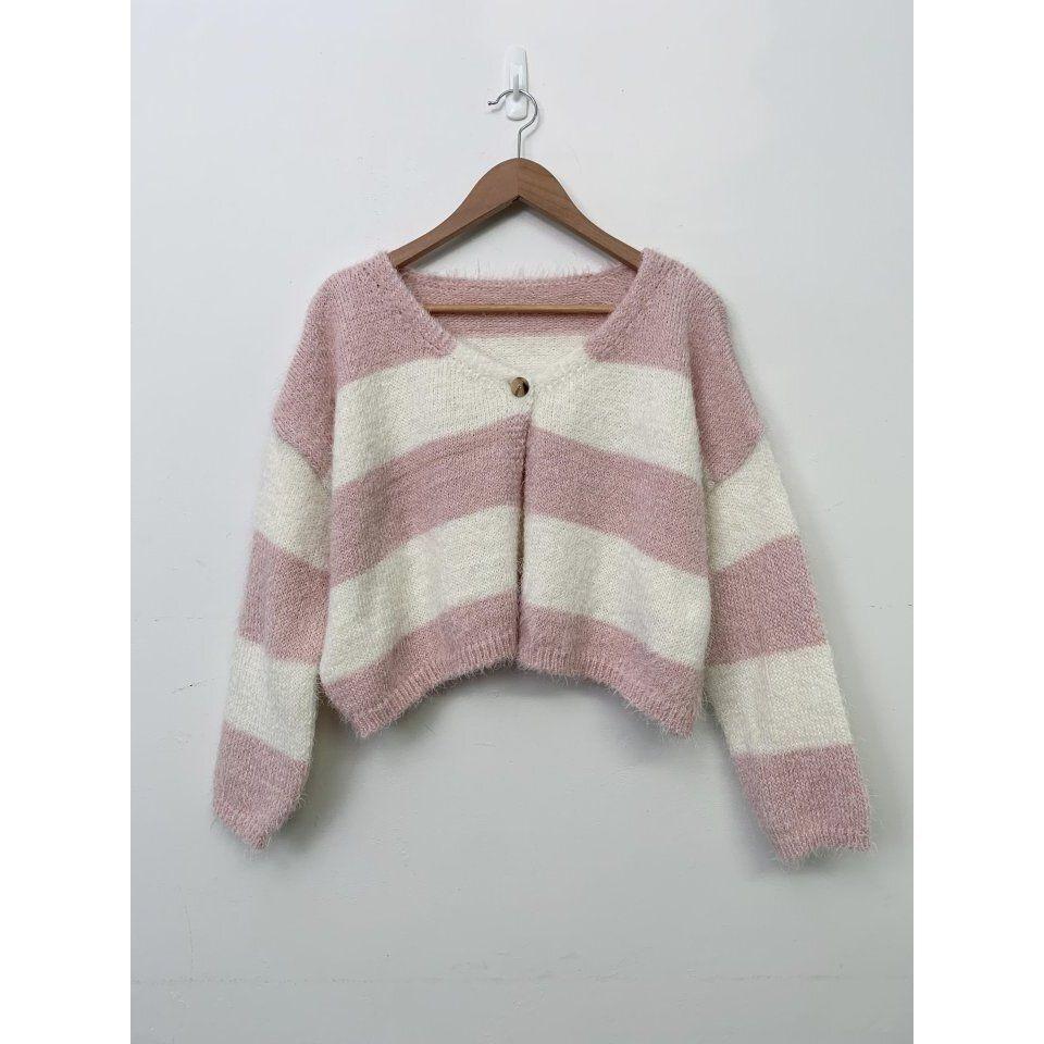 VENUSY．正韓 - 韓國女裝｜粗橫條紋針織外套-細節圖9