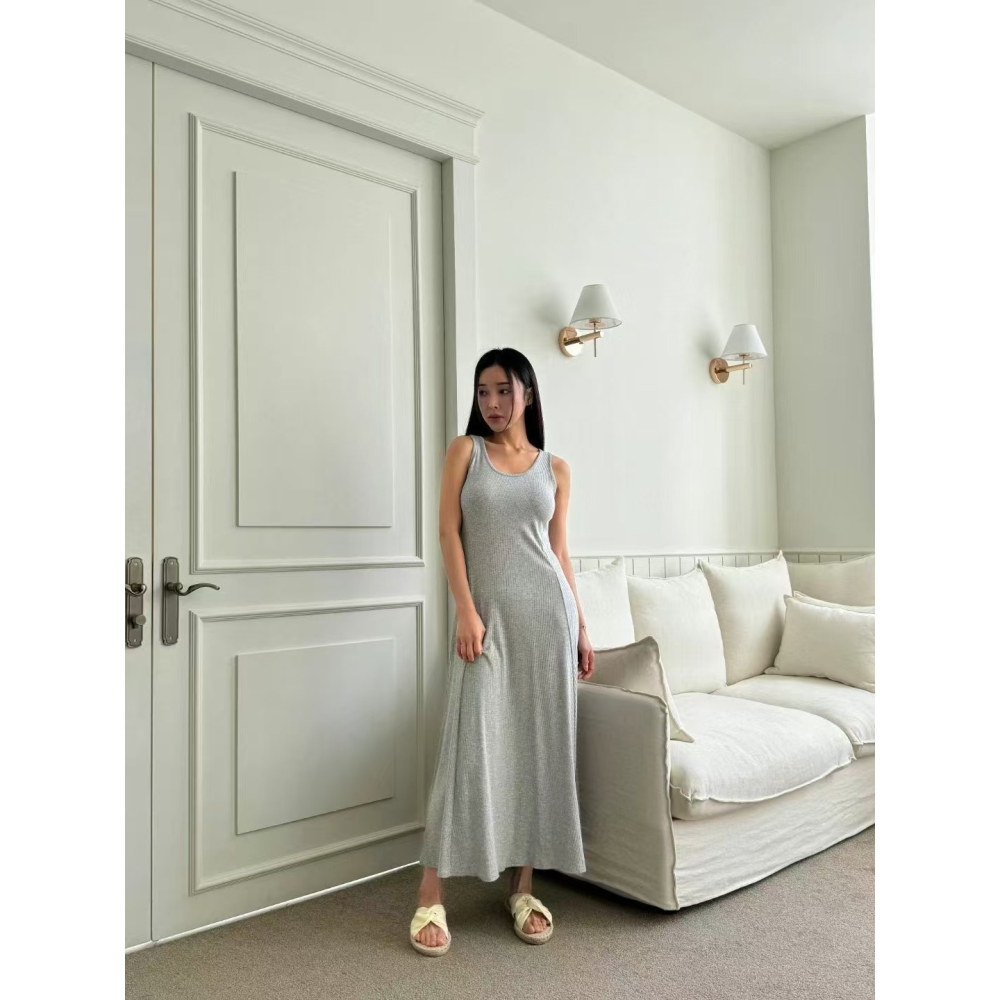 VENUSY．正韓 - 韓國女裝｜螺紋無袖連身裙 + 螺紋小外套 (套裝)-細節圖6