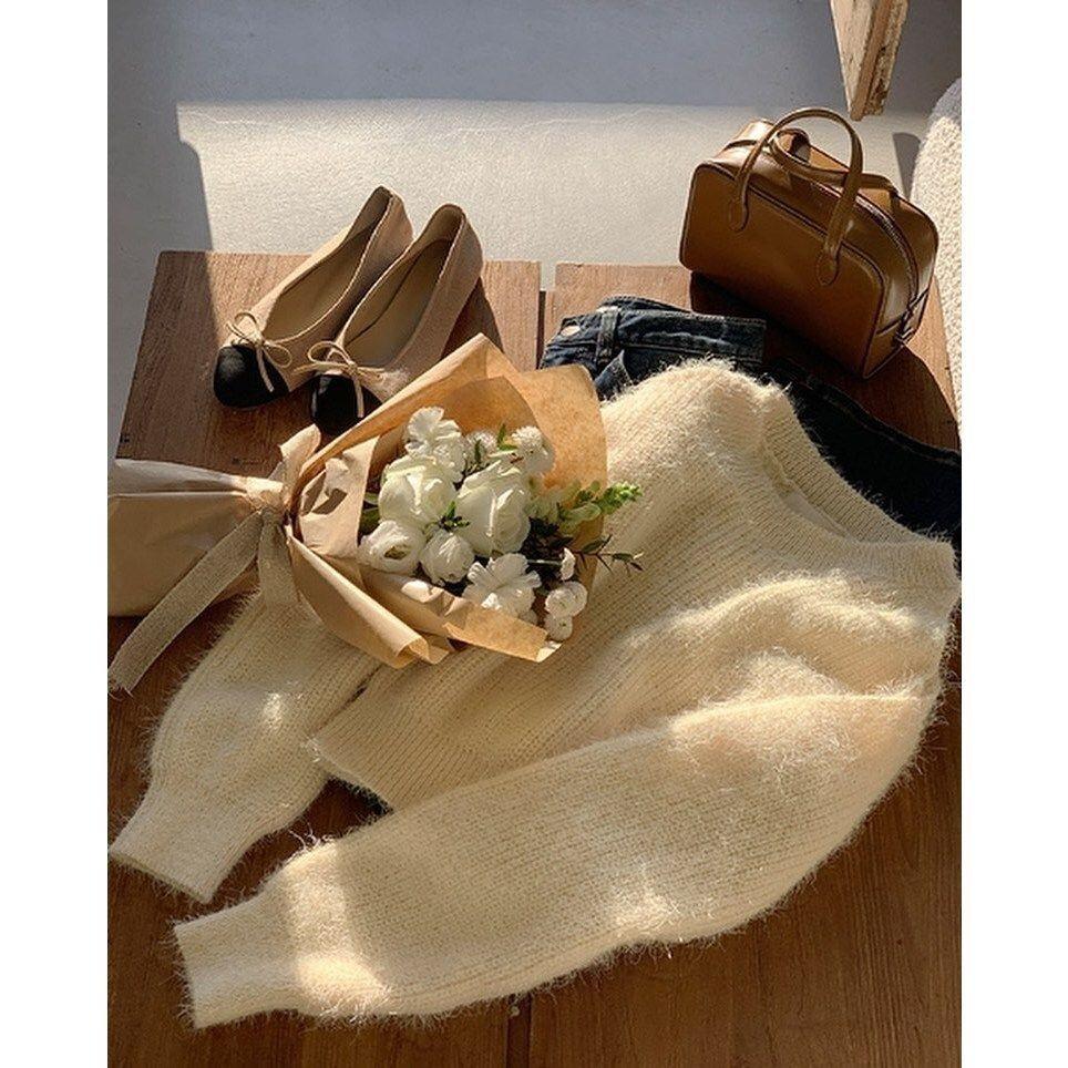 VENUSY．正韓 - 韓國女裝｜不對稱露肩針織毛衣-細節圖8