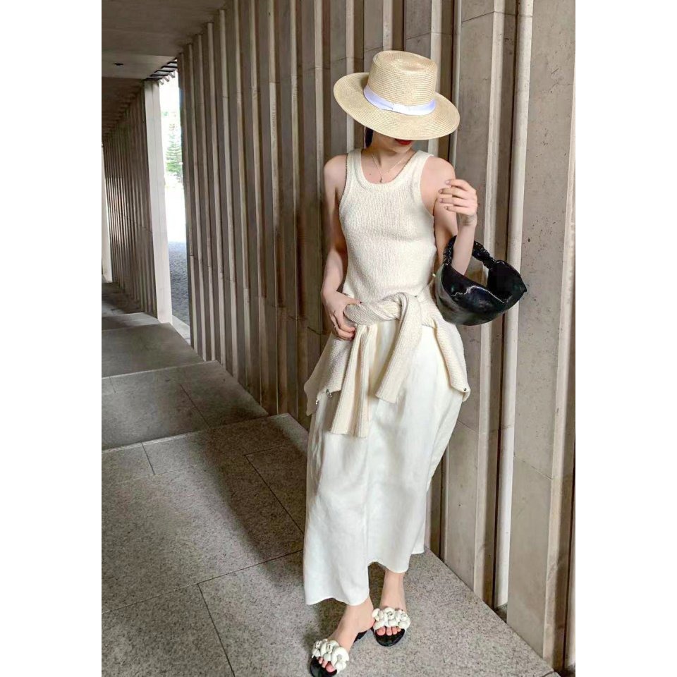 VENUSY｜正韓 - 韓國女裝｜亞麻口袋喇叭裙-細節圖2