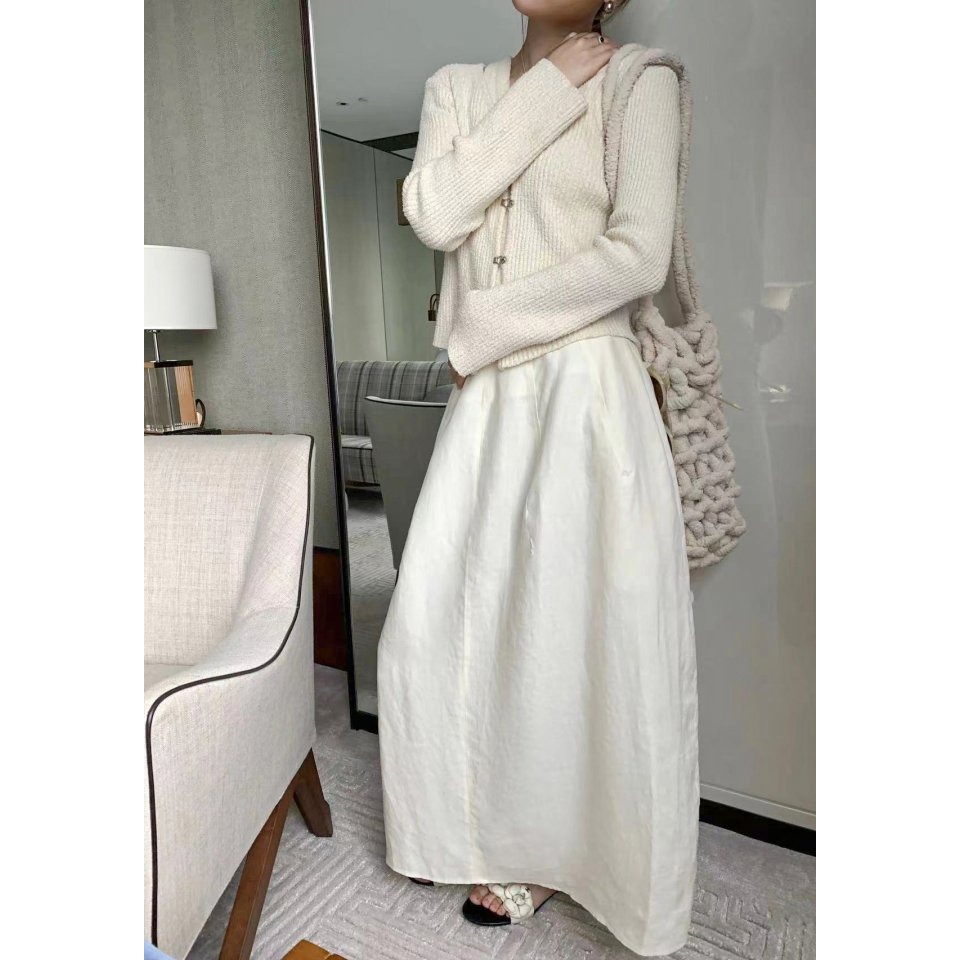 VENUSY｜正韓 - 韓國女裝｜亞麻口袋喇叭裙-細節圖3