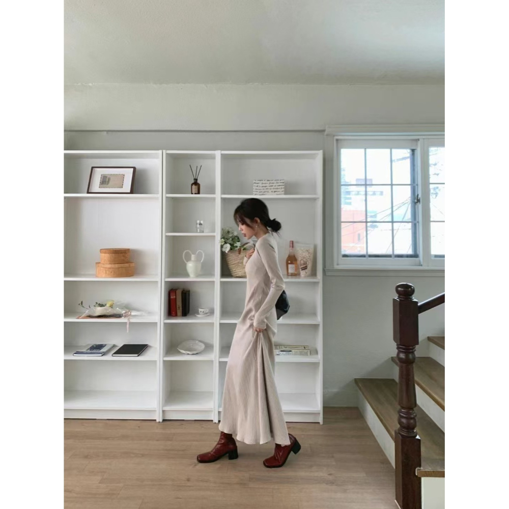 VENUSY．正韓 - 韓國女裝｜長袖修身螺紋超長連衣裙-細節圖5