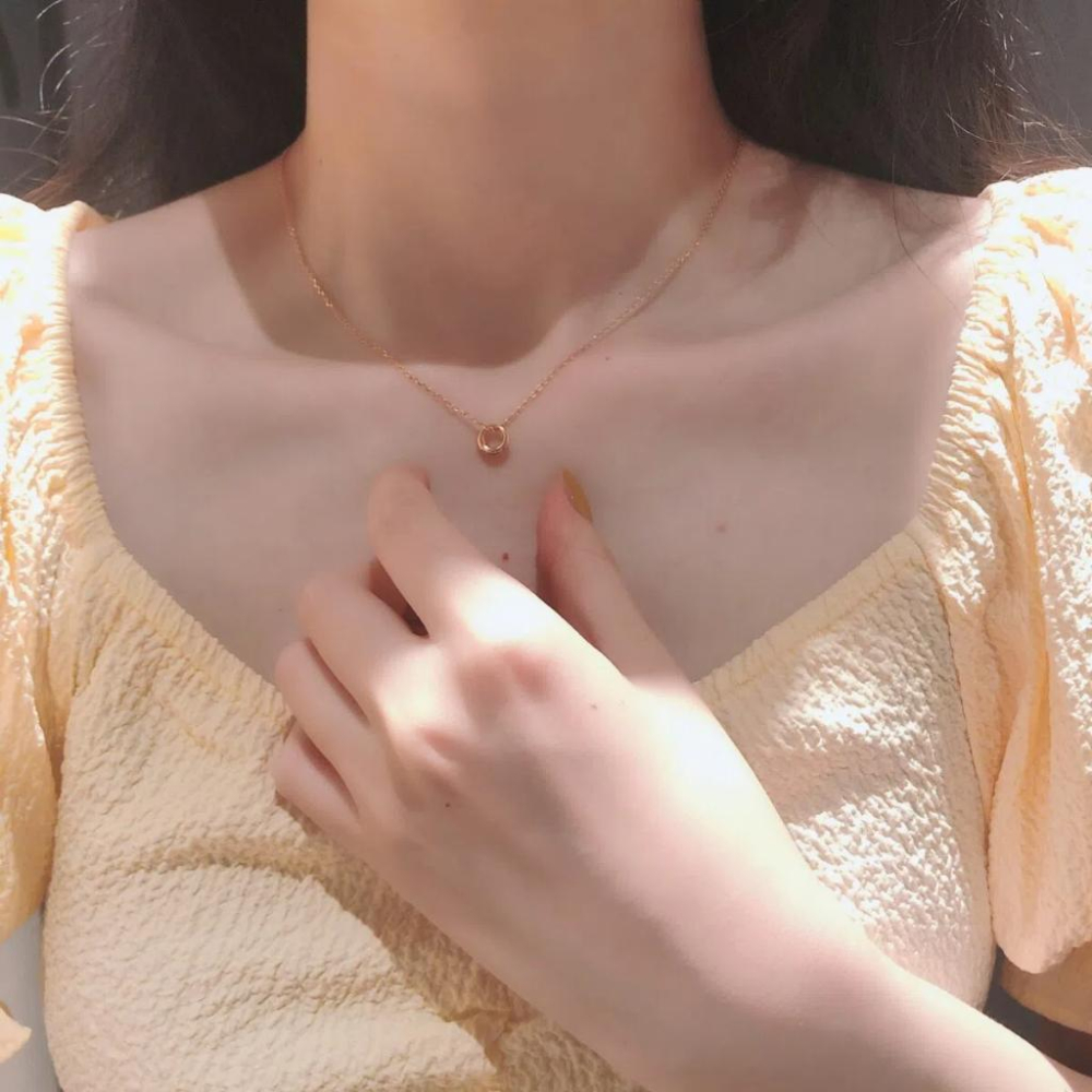 VENUSY S925純銀｜氣質幾何圓圈項鏈-細節圖4