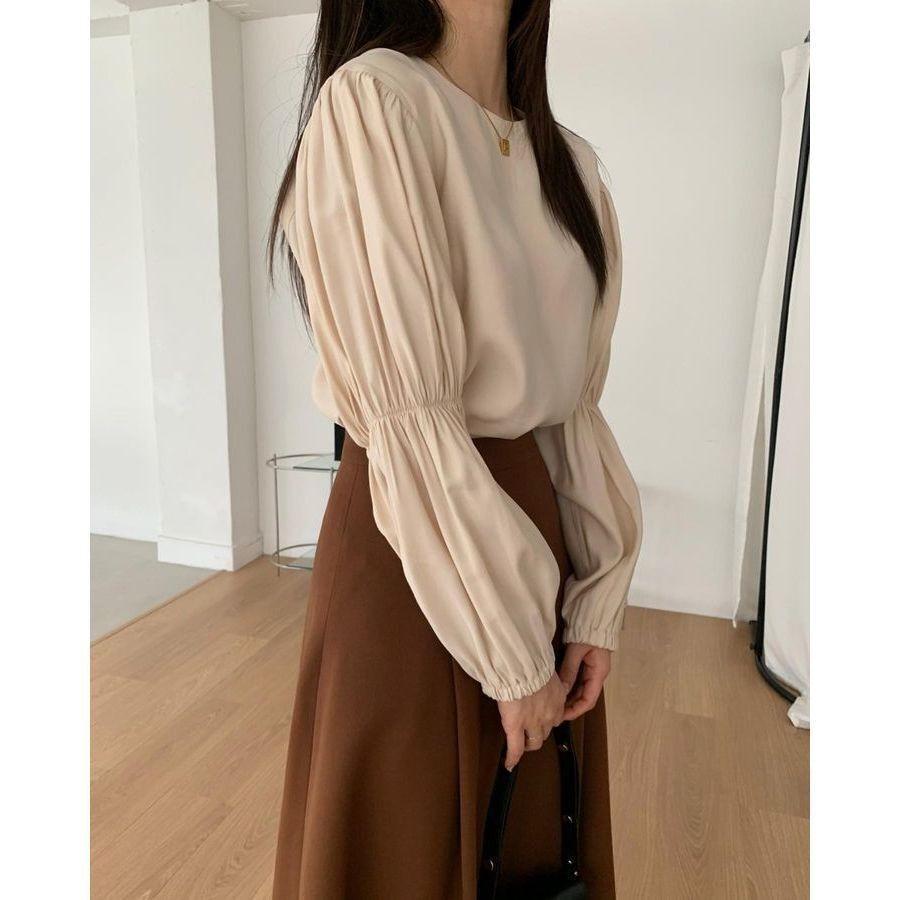 VENUSY．正韓 - 韓國女裝｜圓抽百褶長袖雪紡襯衫 韓國襯衫-細節圖2