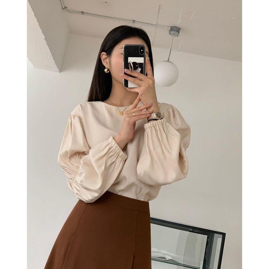 VENUSY．正韓 - 韓國女裝｜圓抽百褶長袖雪紡襯衫 韓國襯衫-細節圖3