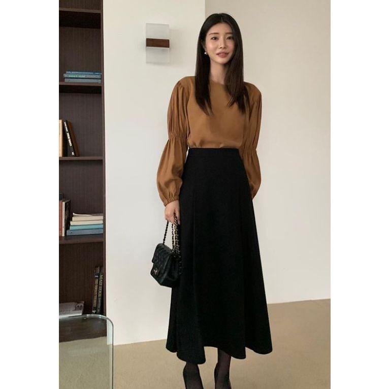 VENUSY．正韓 - 韓國女裝｜圓抽百褶長袖雪紡襯衫 韓國襯衫-細節圖5