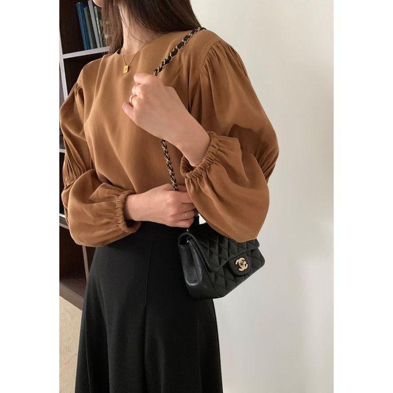 VENUSY．正韓 - 韓國女裝｜圓抽百褶長袖雪紡襯衫 韓國襯衫-細節圖6