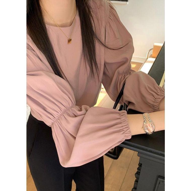 VENUSY．正韓 - 韓國女裝｜圓抽百褶長袖雪紡襯衫 韓國襯衫-細節圖8