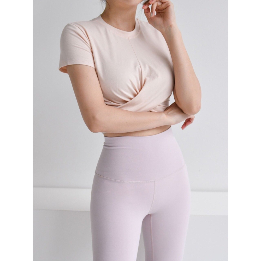 VENUSY｜ 韓國歐逆實穿♥︎ 瑜珈健身短版全棉剪裁上衣 韓國女裝-細節圖5