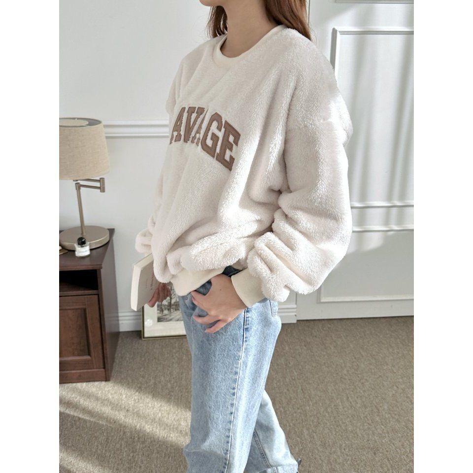 VENUSY．正韓 - 韓國女裝｜ Savage大學T 野蠻字母大學T-細節圖2