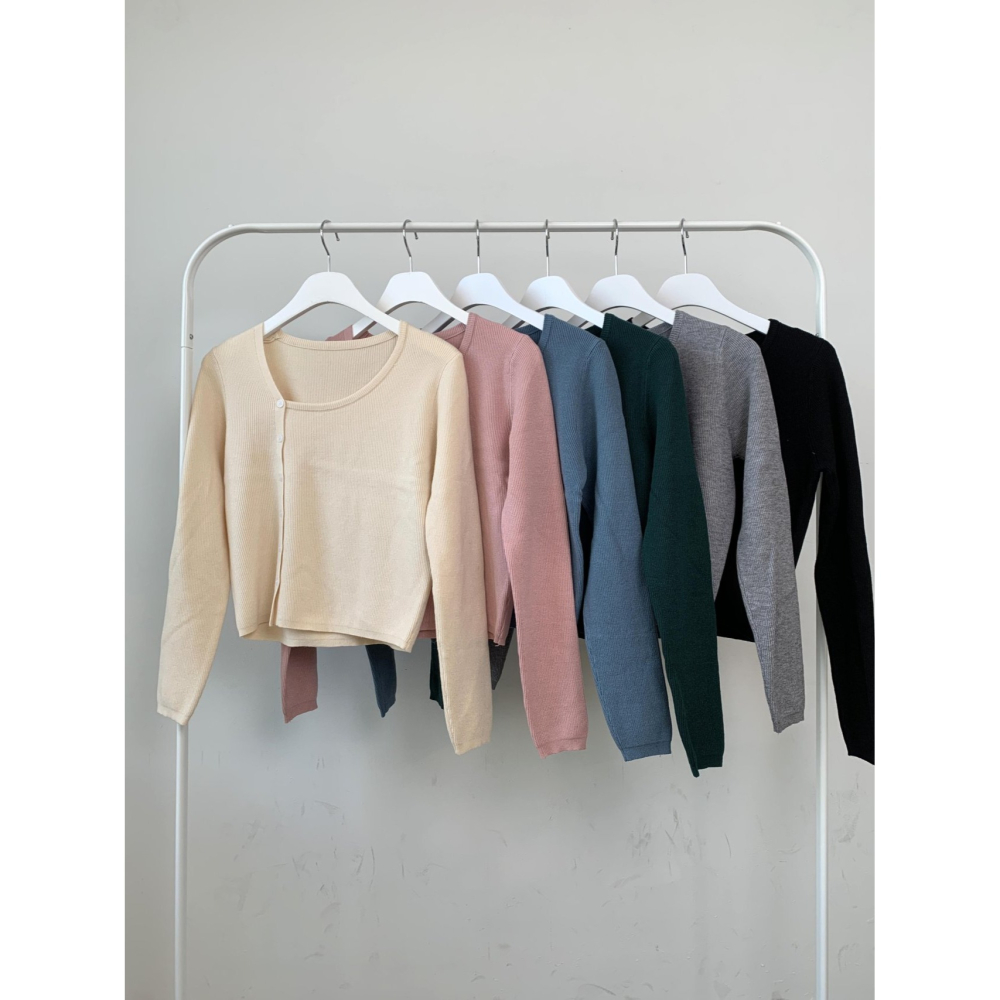 VENUSY．正韓 - 韓國女裝｜春季新品斜角鈕扣上衣 開衫小外套-細節圖8