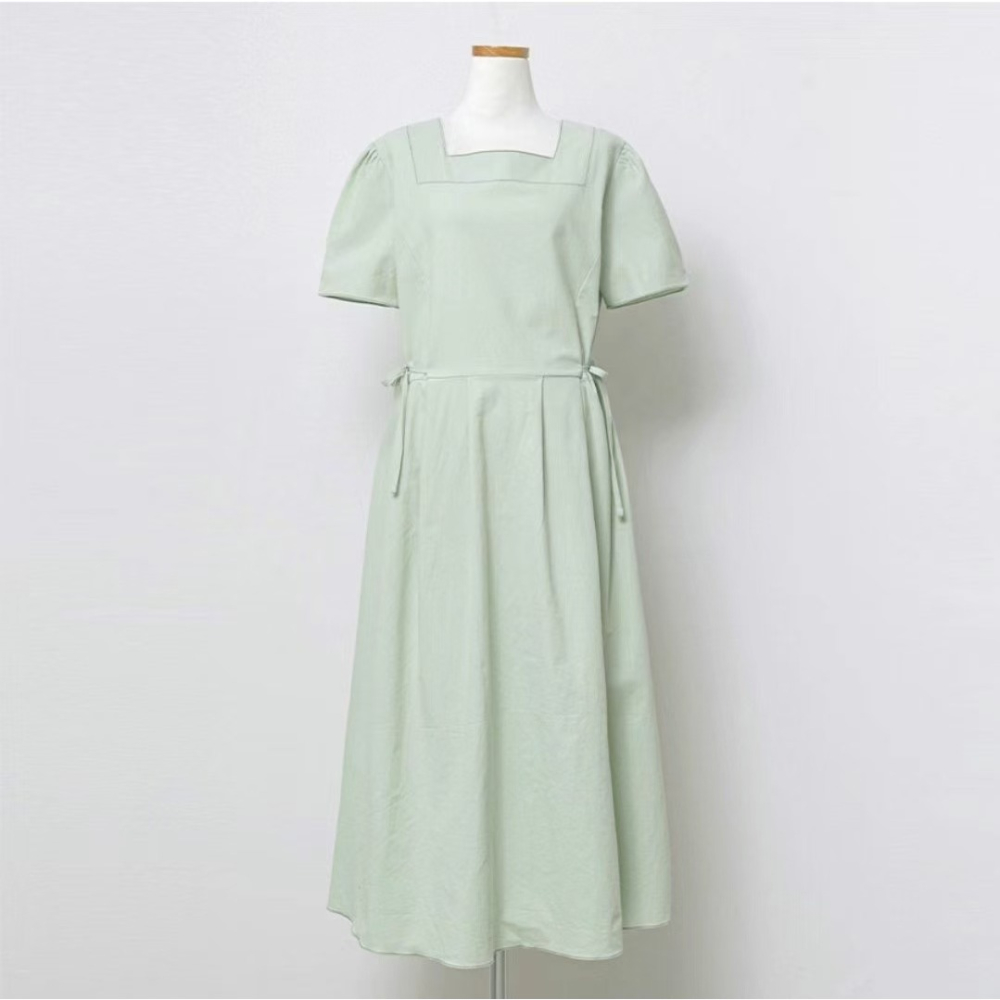 VENUSY｜ 韓國女裝｜長方領褶皺洋裝 韓國洋裝 日常婚禮賓客皆宜-細節圖8