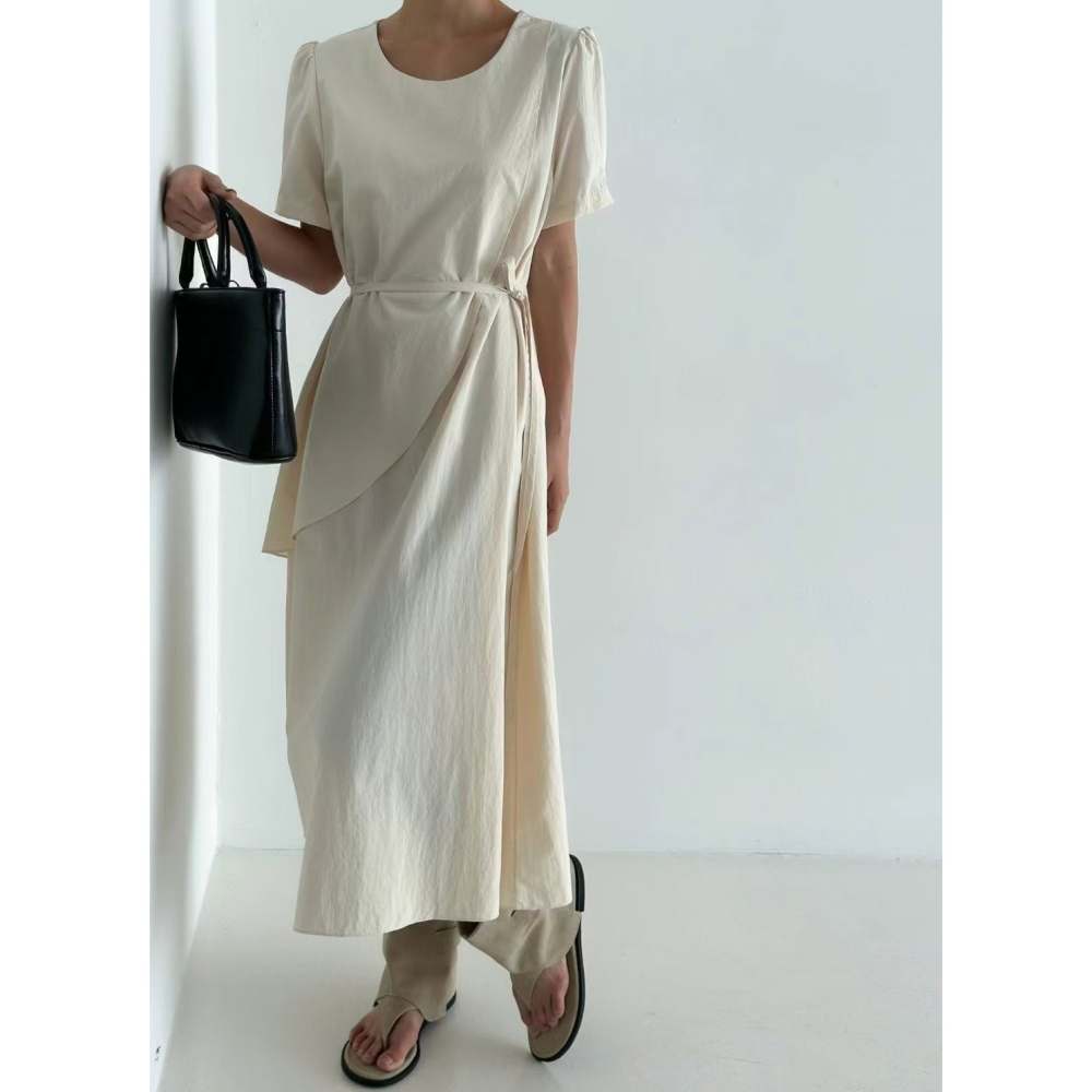 VENUSY｜ 韓國女裝｜overfit慵懶設計款長洋裝 韓國洋裝-細節圖2