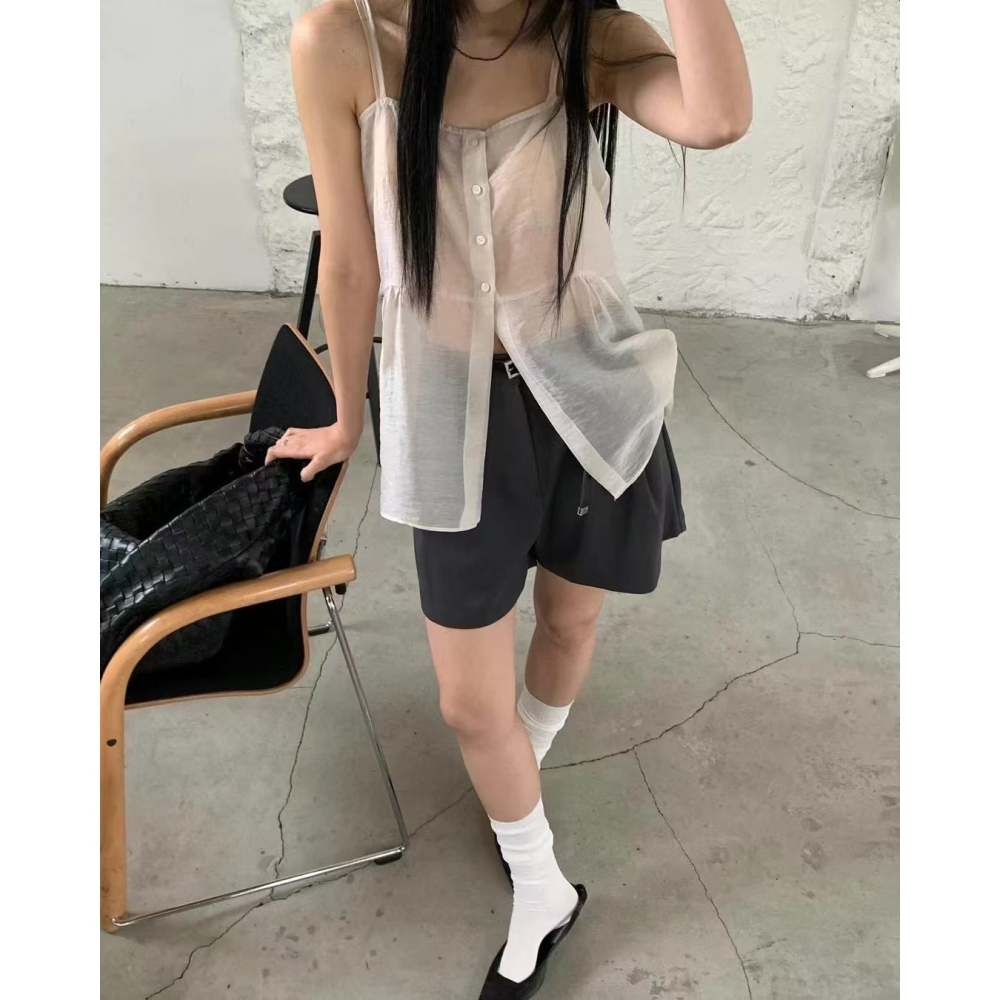 VENUSY｜ 韓國女裝｜天絲透光無袖襯衫 韓國襯衫-細節圖6