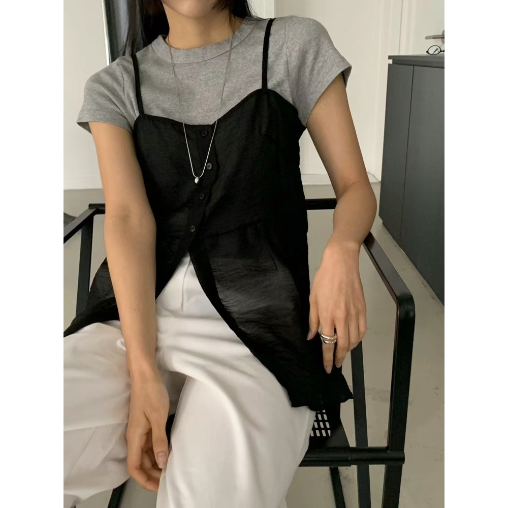 VENUSY｜ 韓國女裝｜天絲透光無袖襯衫 韓國襯衫-細節圖9