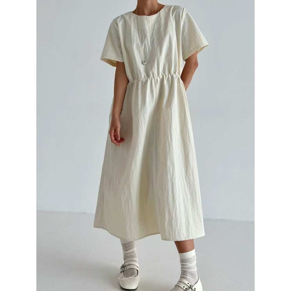 VENUSY｜ 🅗🅞🅣 韓國女裝｜尼龍休閒拉繩長洋裝 韓國洋裝-細節圖5