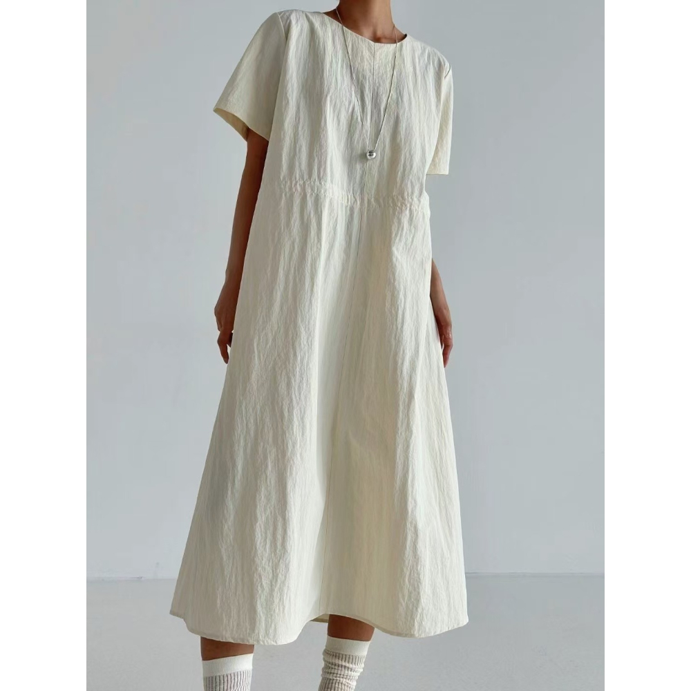 VENUSY｜ 🅗🅞🅣 韓國女裝｜尼龍休閒拉繩長洋裝 韓國洋裝-細節圖6