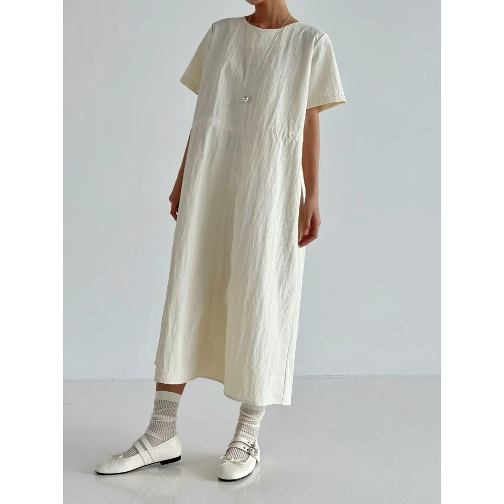 VENUSY｜ 🅗🅞🅣 韓國女裝｜尼龍休閒拉繩長洋裝 韓國洋裝-細節圖8