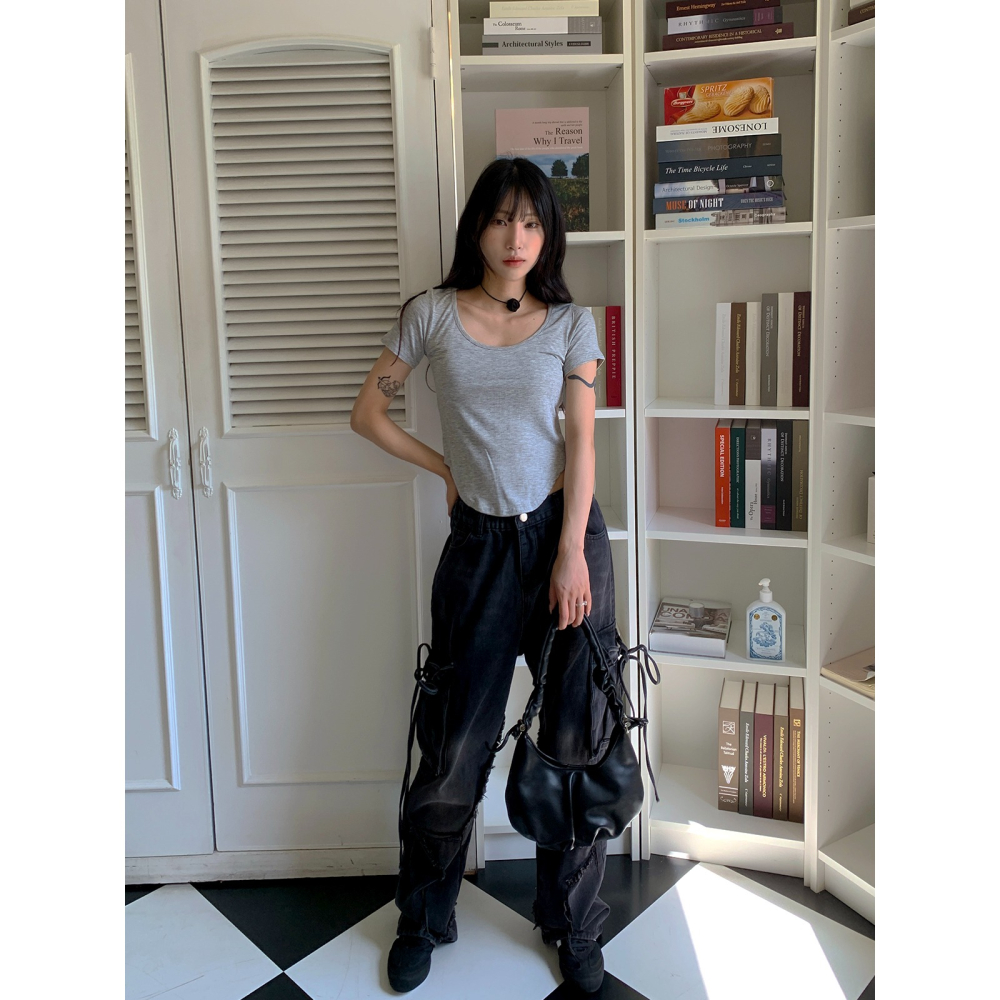 VENUSY｜ 韓國女裝｜U領顯瘦貼身T恤 韓國T恤-細節圖6