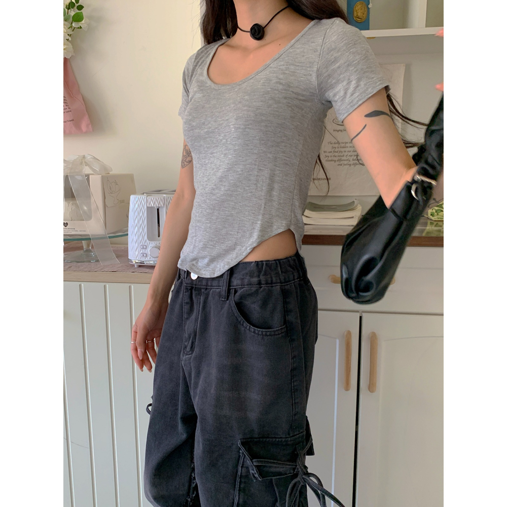 VENUSY｜ 韓國女裝｜U領顯瘦貼身T恤 韓國T恤-細節圖7