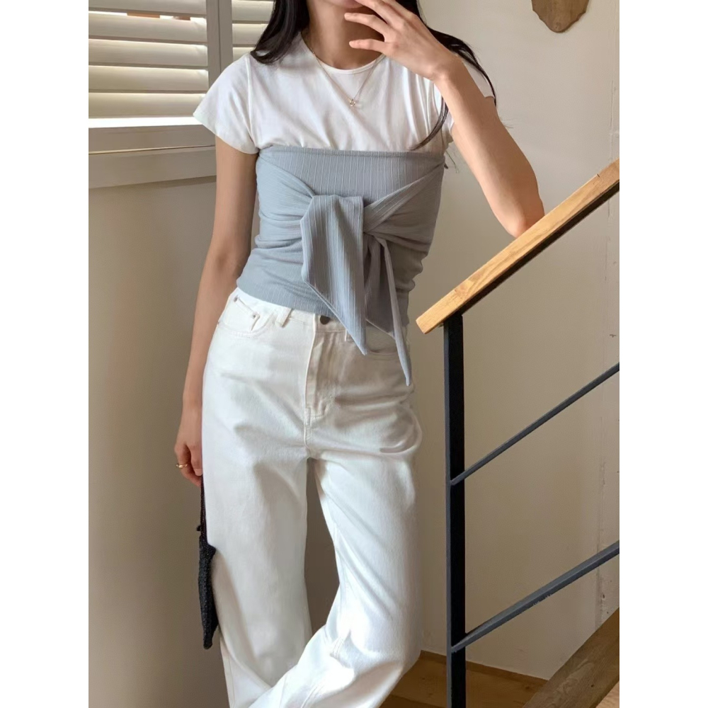 VENUSY｜ 韓國女裝｜緞帶平口無袖背心-細節圖2