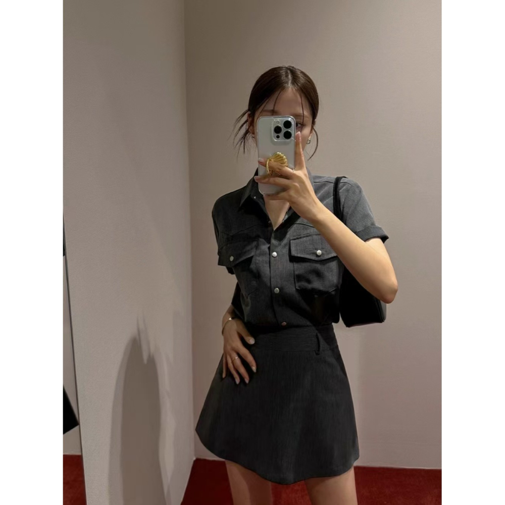 VENUSY｜ 韓國女裝｜雙口袋寬鬆襯衫 韓國襯衫-細節圖7