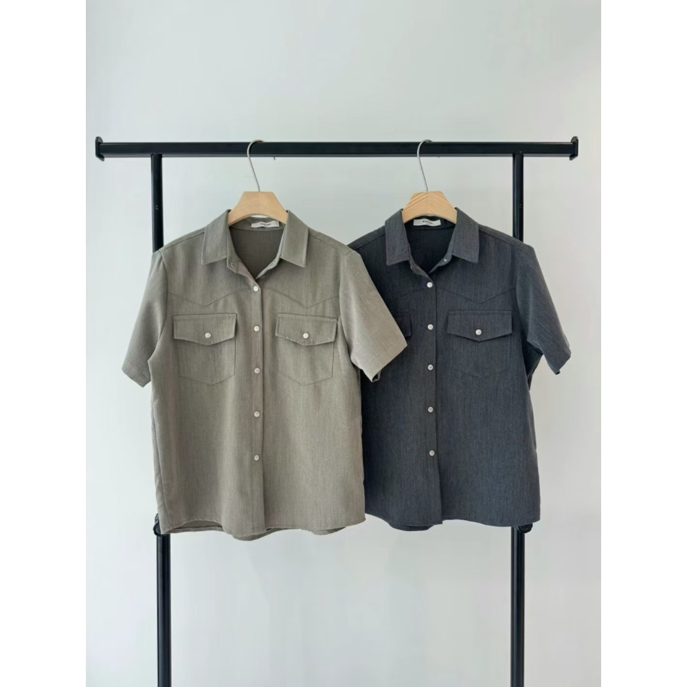 VENUSY｜ 韓國女裝｜雙口袋寬鬆襯衫 韓國襯衫-細節圖8