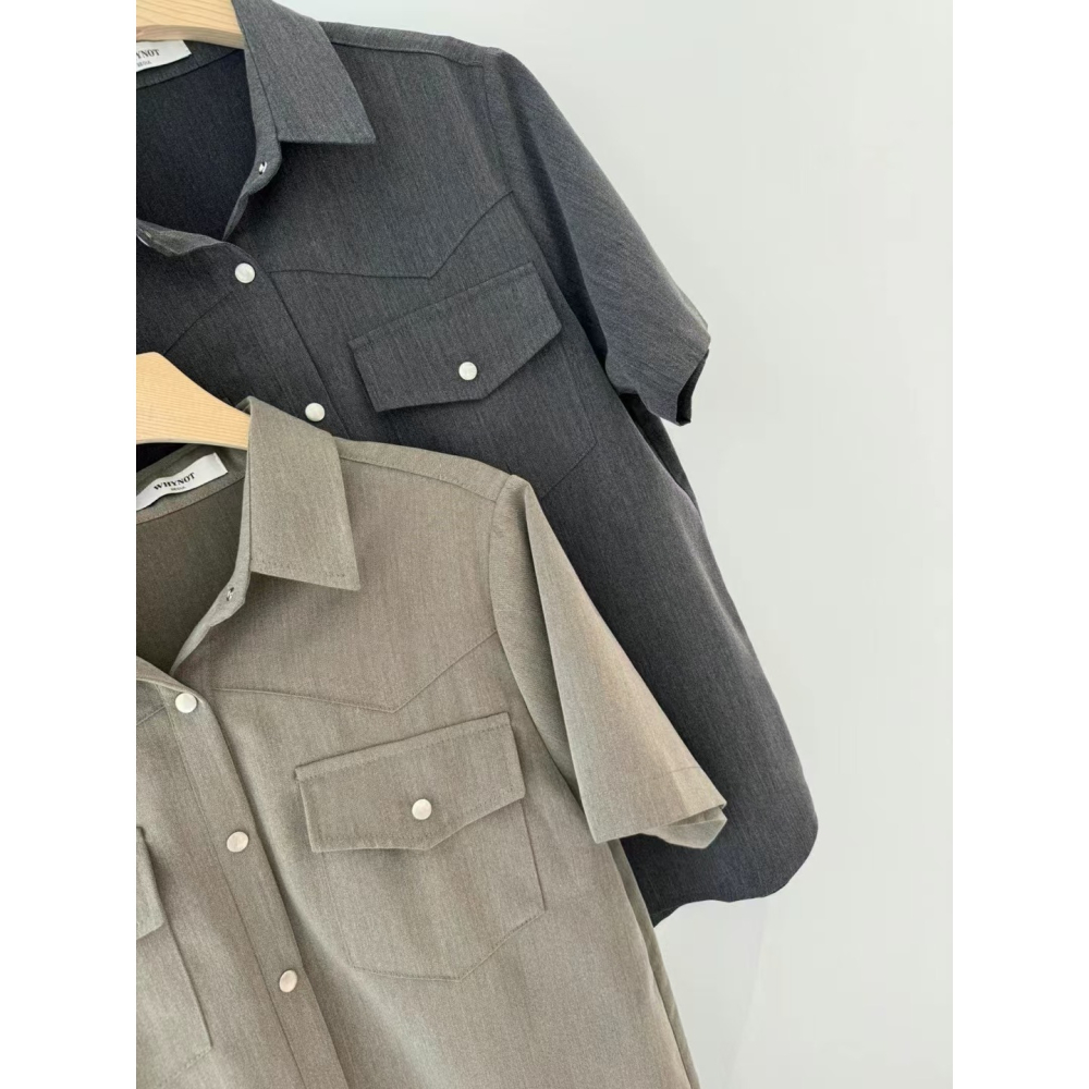 VENUSY｜ 韓國女裝｜雙口袋寬鬆襯衫 韓國襯衫-細節圖9