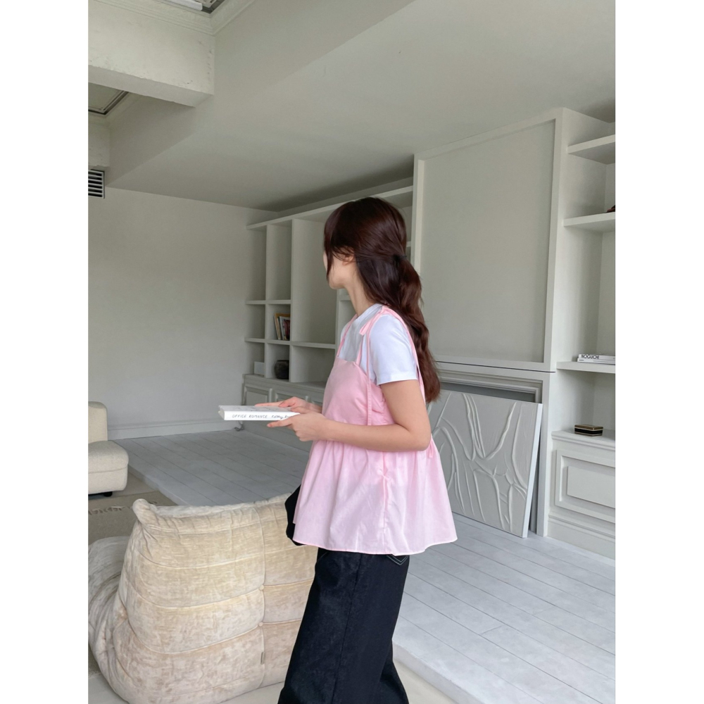 VENUSY｜ 韓國女裝｜純棉緞帶蝴蝶結背心 沙灘度假裝-細節圖7