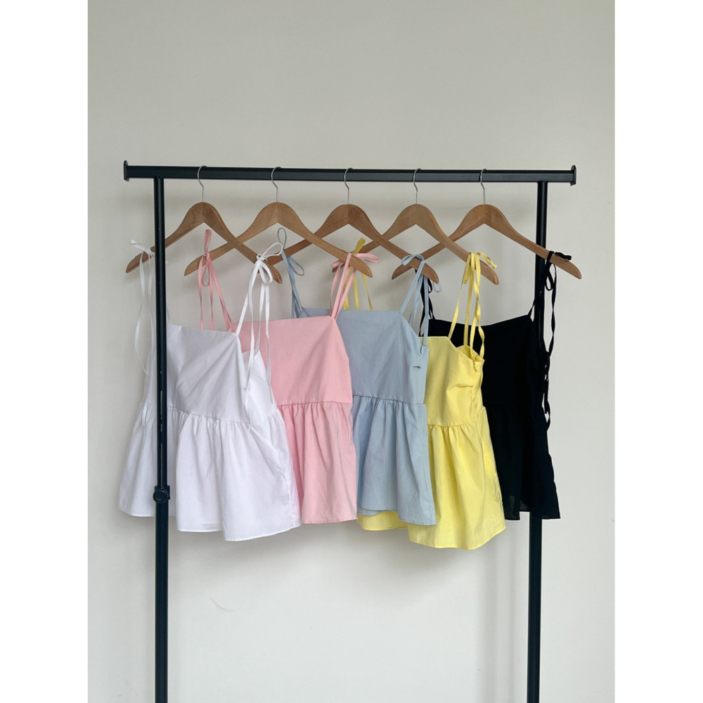 VENUSY｜ 韓國女裝｜純棉緞帶蝴蝶結背心 沙灘度假裝-細節圖10