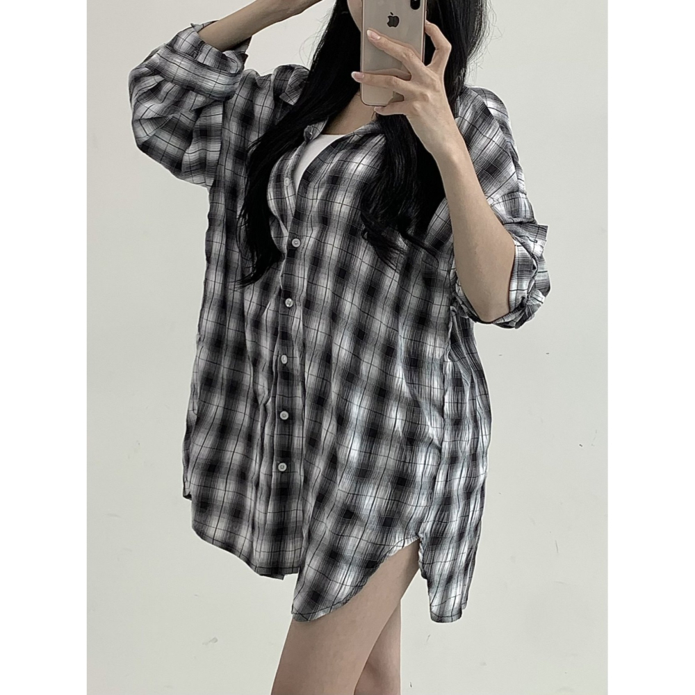 VENUSY｜ 韓國女裝｜開岔皺紋長襯衫 韓國襯衫-細節圖2